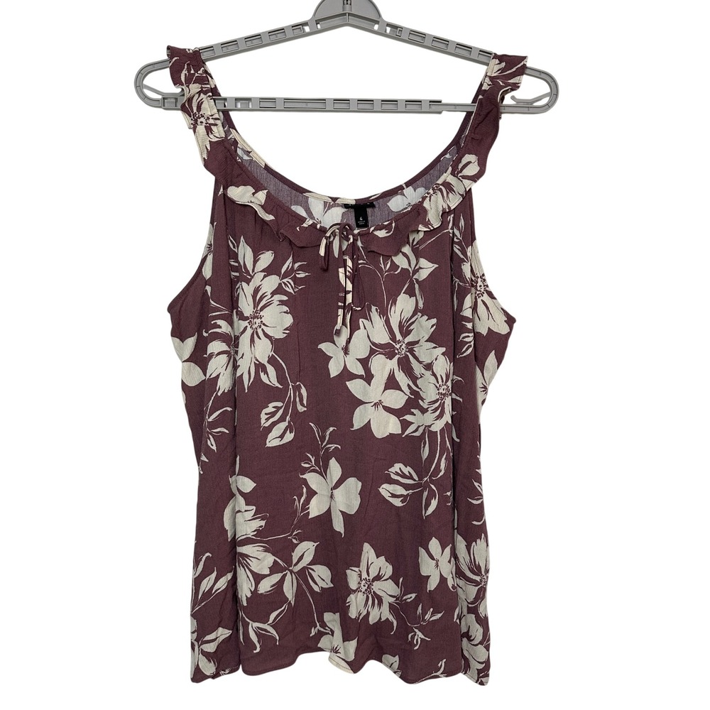 Torrid Crinkle Gauze Boho Romantic Tank Top Women 4X Floral Tie Front Cottagecor